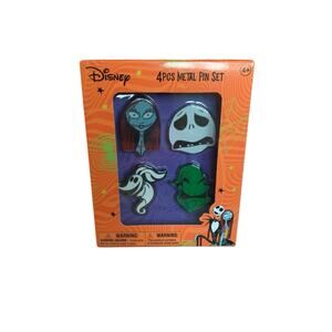 Disney 4 Pc Metal Nightmare Before Christmas Pin Set Jack Skellington Sally New